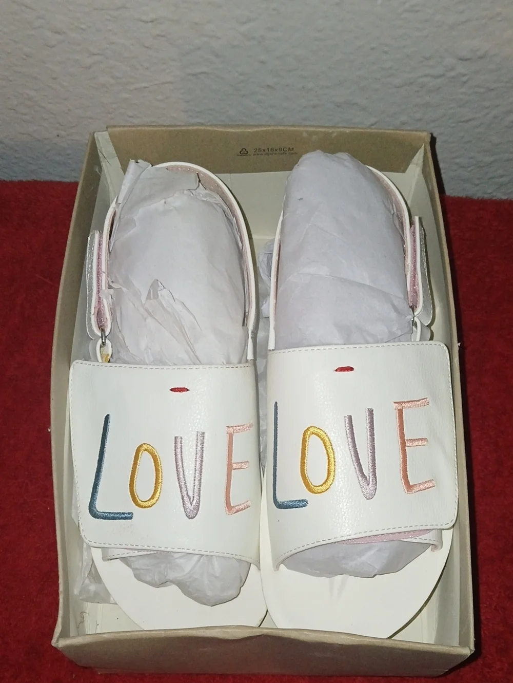 Kids White 'LOVE' Slide Sandals